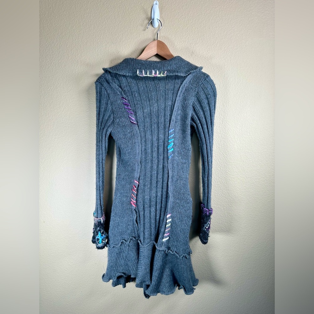 Grifflin Women’s Gray Knit Cardigan Sweater with Colorful Accents RARE - Picture 7 of 10